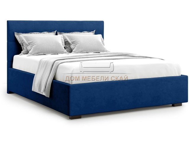 Кровать двуспальная 160x200 Garda с подъемным механизмом, синий велюр velutto 26