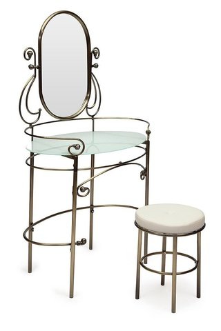 Столик туалетный ALBERT столик/зеркало + пуф, античная медь