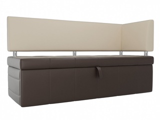 Кухонный диван Стоун с правым углом, коричневый/бежевый/экокожа