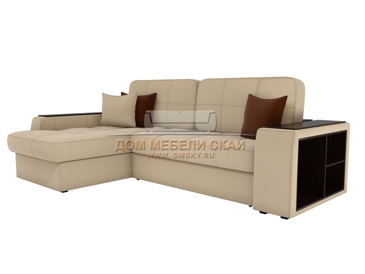 Угловой диван-кровать левый Брюссель, бежевый/рогожка - купить в Москвенедорого по цене 75 990 руб. (арт. B10025956)