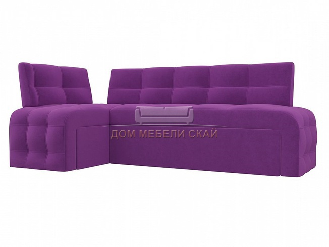 Кухонный угловой диван левый Люксор, фиолетовый/микровельвет