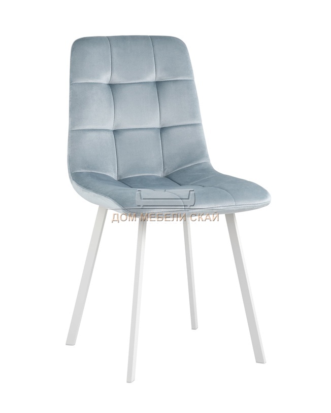 Стул Chilly, велюровый серо-голубого цвета/белый