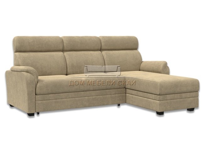 Угловой диван-кровать Омега 2-1, бежевый велюр