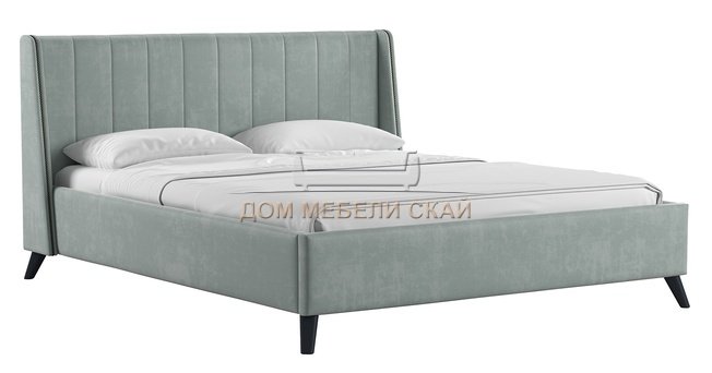 Кровать двуспальная Мелисса 160х200, тори 61 велюр серебристый серый