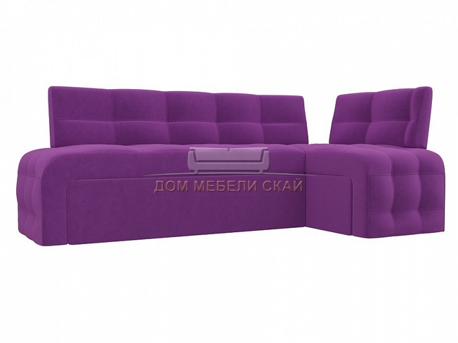 Кухонный угловой диван правый Люксор, фиолетовый/микровельвет