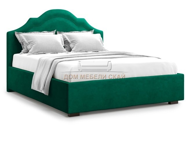 Кровать полутороспальная 140x200 Madzore с подъемным механизмом, зеленый велюр velutto 33