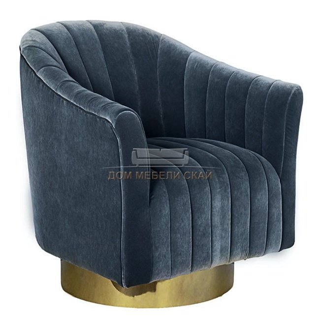 Кресло вращающееся голубое велюровое 48MY-W2588 LTB GO