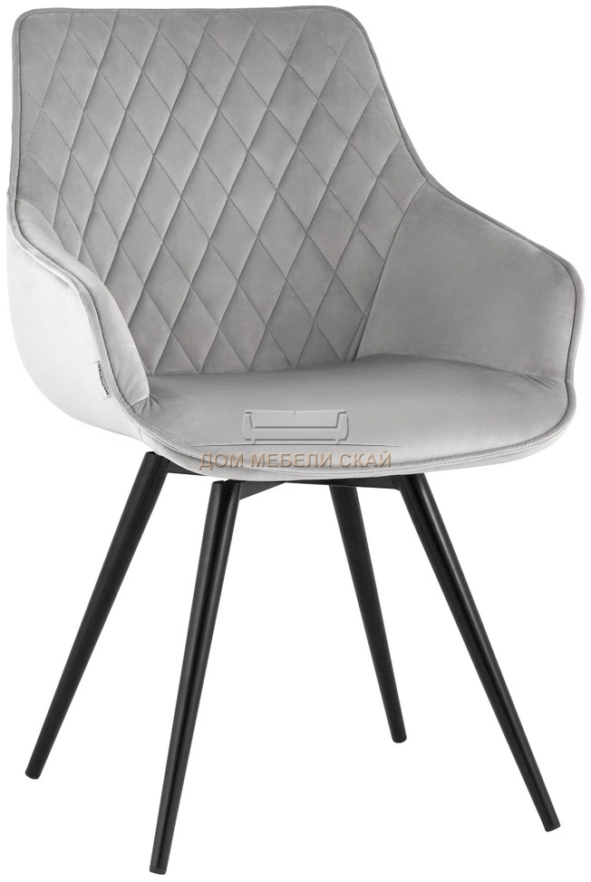 Стул вращающийся Сеул, велюровый светло-серого цвета