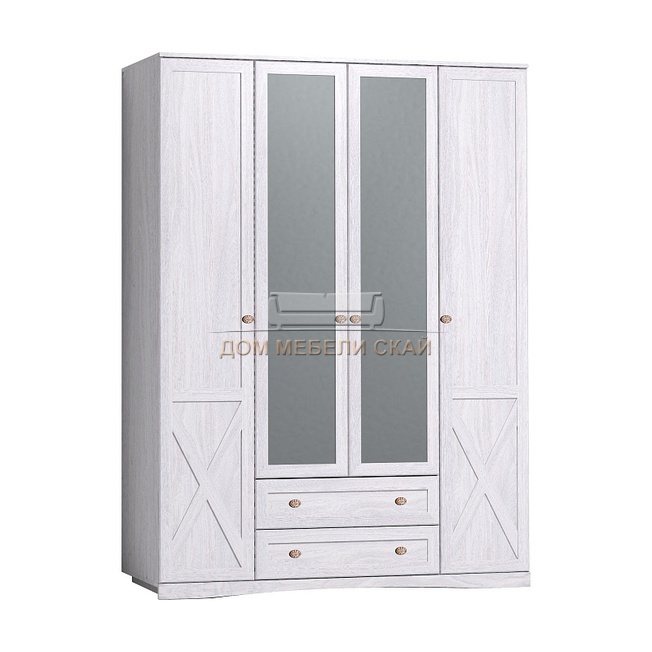 Шкаф 4-дверный для одежды Adele 9 с ящиками, ясень анкор светлый
