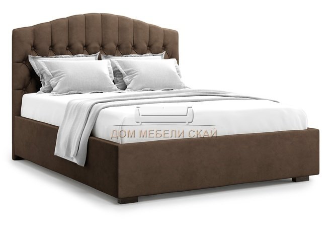 Кровать полутороспальная 140x200 Lugano без подъемного механизма, шоколадный велюр velutto 23