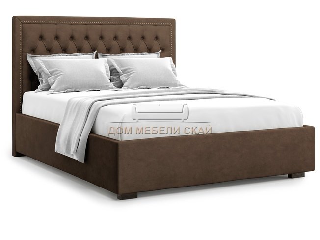 Кровать полутороспальная 140x200 Orto с подъемным механизмом, шоколадный велюр velutto 23