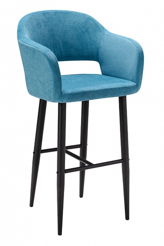 Кресло барное Oscar, велюровый голубого цвета блю/черный