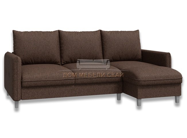 Угловой диван-кровать Лофт компакт, коричневый/рогожка
