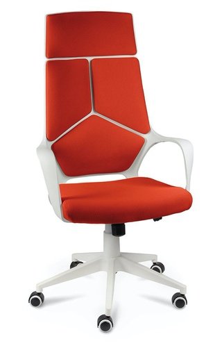 Кресло офисное IQ, white plastic/orange/белый пластик /оранжевая ткань