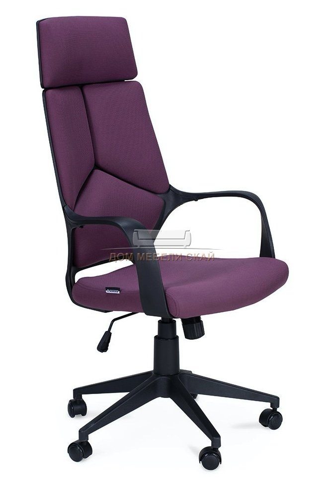 Кресло офисное IQ, black plastic violet/черный пластик/фиолетовая ткань