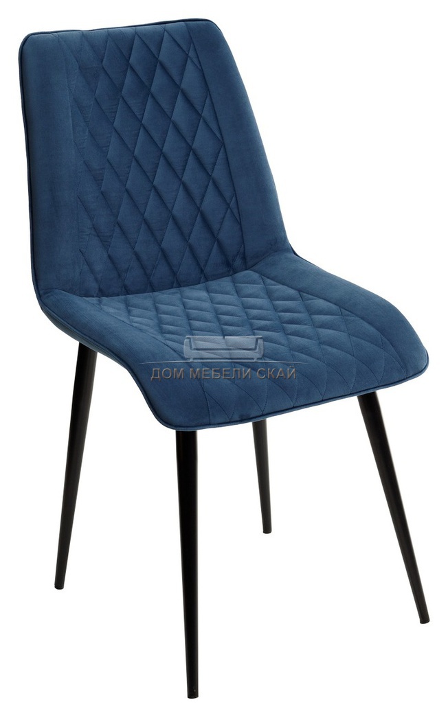Стул Поль, велюровый синего цвета #29/черный