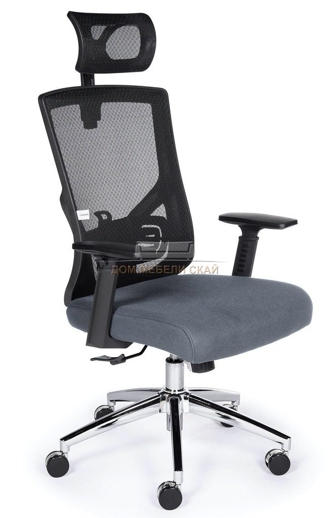 Кресло офисное Гарда, черный пластик/черная сетка/серое сиденье