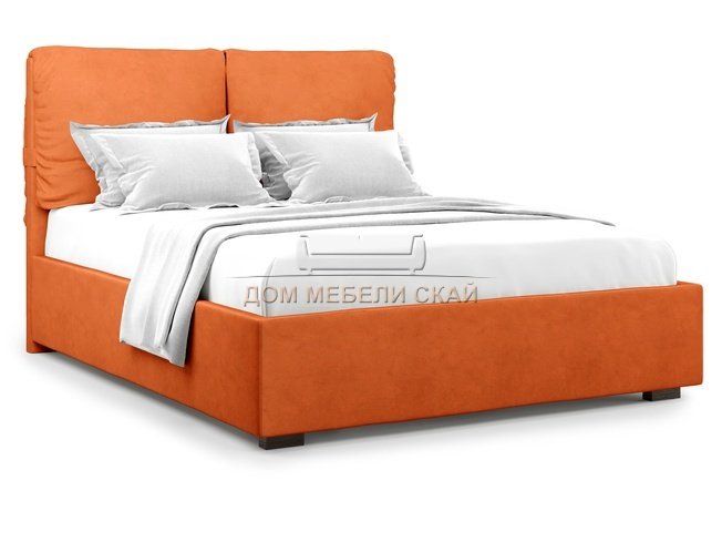 Кровать полутороспальная 140x200 Trazimeno без подъемного механизма, оранжевый велюр velutto 27