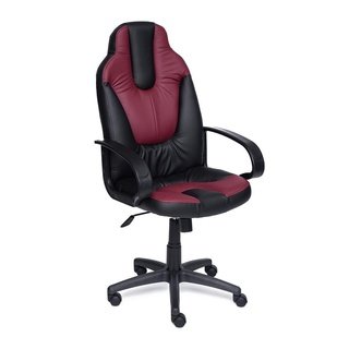 Кресло офисное Нео Neo 1, черная/бордовая экокожа