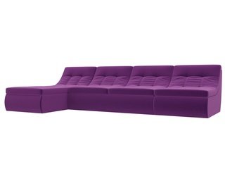 Угловой модульный диван-кровать левый Холидей, фиолетовый/микровельвет