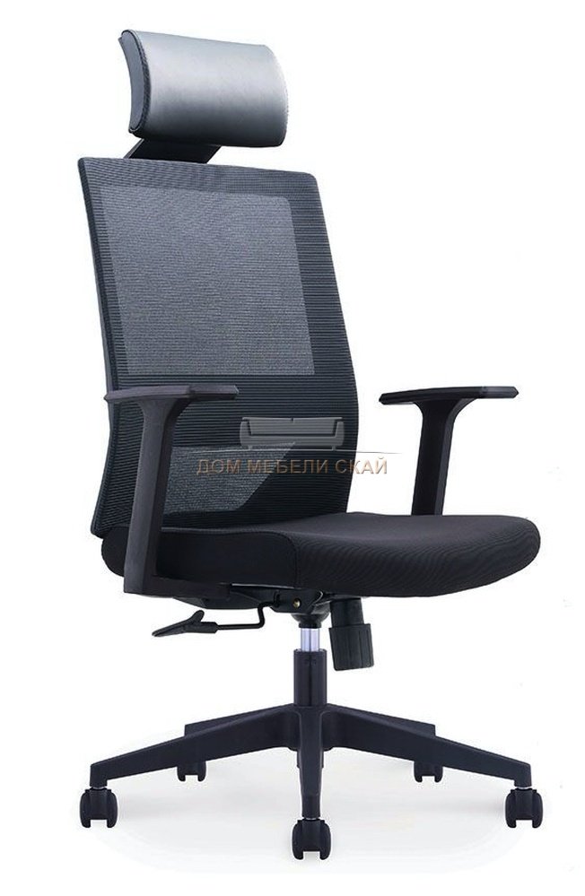 Кресло офисное Трэнд, черный пластик/черная сетка/черная ткань