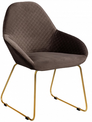 Стул-кресло Kent, велюровый темно-коричневого цвета/линк золото