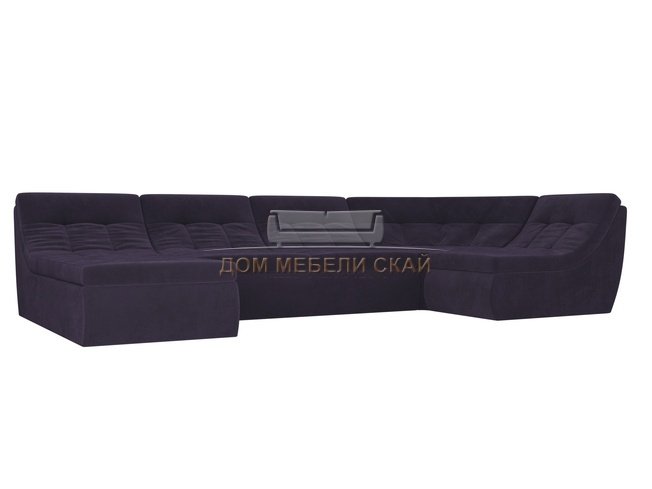П-образный угловой диван Холидей, фиолетовый/велюр