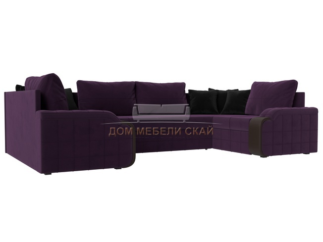 П-образный угловой диван Николь, фиолетовый/велюр