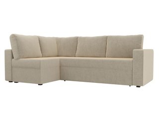 Угловой диван-кровать левый Оливер, бежевый/микровельвет