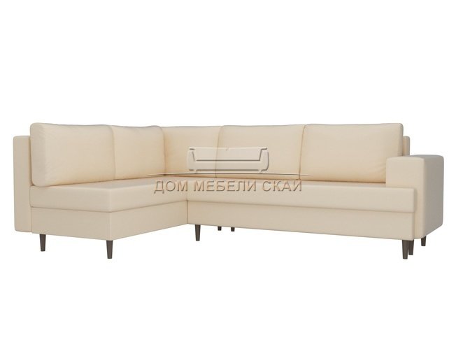 Угловой диван-кровать левый Сильвана, бежевый/экокожа