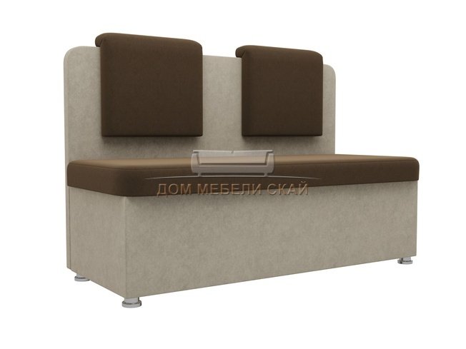 Кухонный диван Маккон 2-х местный, коричневый/бежевый/микровельвет