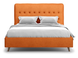 Кровать двуспальная 160x200 Bergamo Lux, оранжевый велюр velutto 27
