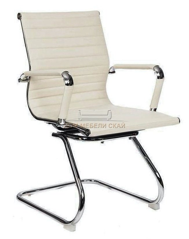 Кресло офисное Техно, CF хром/слоновая кость экокожа