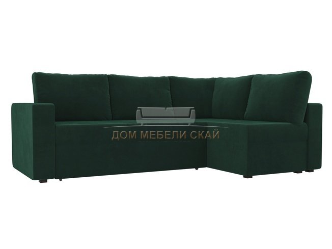 Угловой диван-кровать правый Оливер, зеленый/велюр