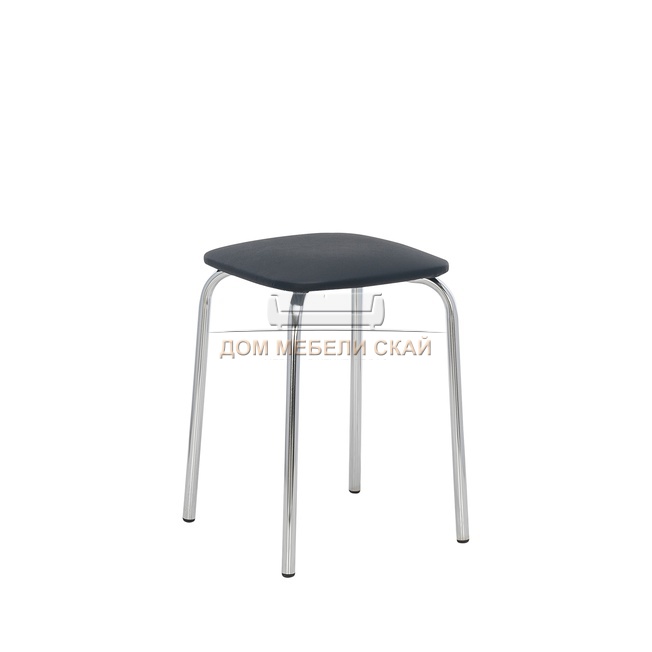 Табурет Leset Рин квадратный, экокожа черного цвета/хром