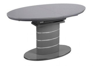 Стол обеденный раскладной LUNA 120, серый со стеклом