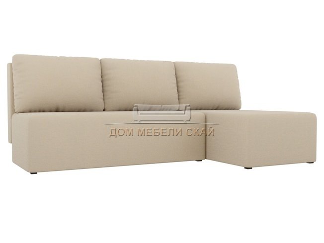 Угловой диван-кровать правый Поло, бежевый/рогожка