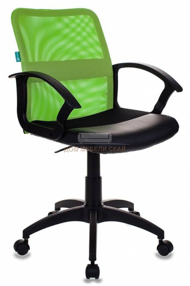 Кресло офисное CH-590, черная экокожа/салатоваясетка