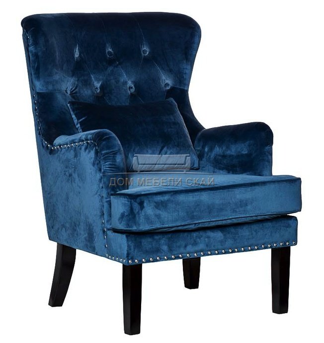 Кресло велюровое, синее (с подушкой) 24YJ-7004-06466/1