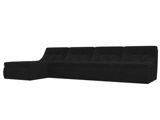 Угловой модульный диван-кровать левый Холидей, черный/велюр