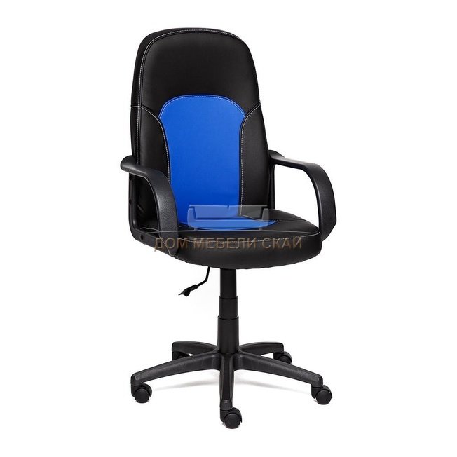 Кресло офисное Парма Parma, черная/синяя экокожа