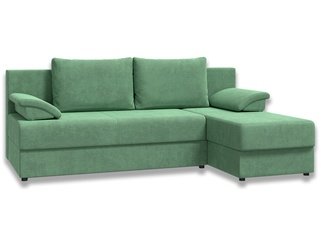Угловой диван-кровать Лира без боковин, зеленый велюр