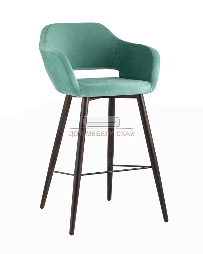 Стул барный Саймон, велюр морской