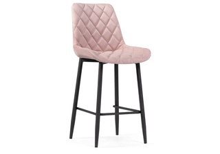 Полубарный стул Баодин, велюр розовый/черный