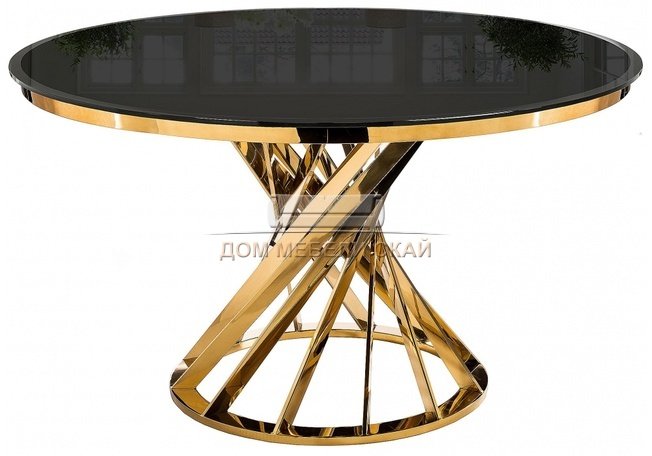 Стол обеденный стеклянный Twist, gold/black