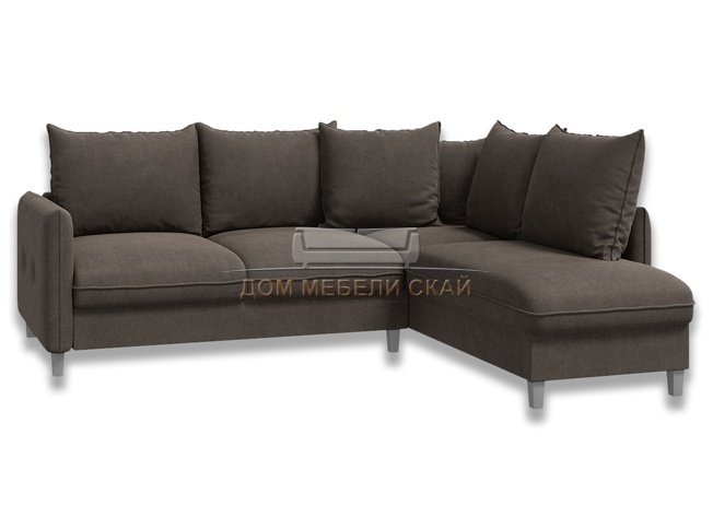 Угловой диван-кровать Лофт, серо-коричневый велюр