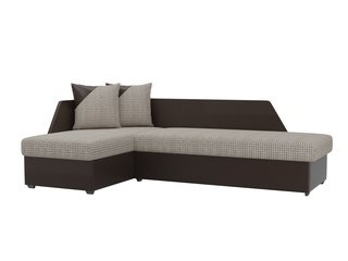 Угловой диван-кровать левый Андора, корфу 02/коричневый/корфу/экокожа