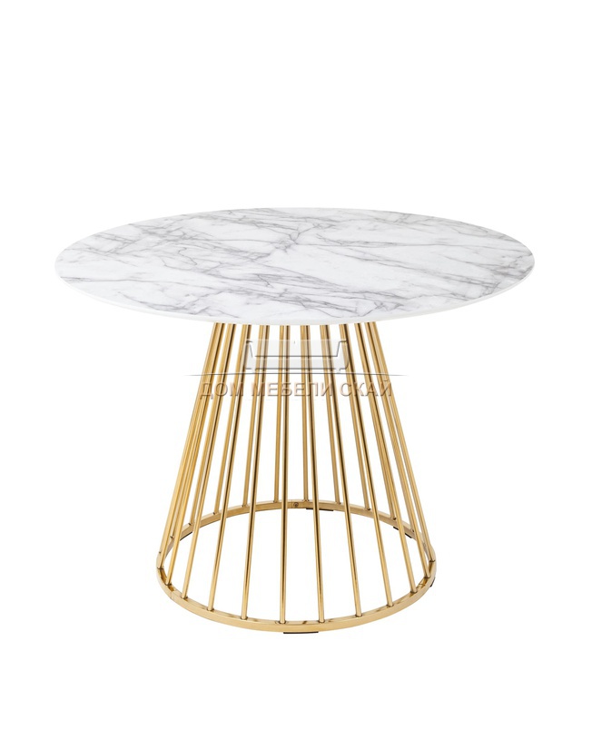 Стол обеденный круглый Ливерпуль, белый мрамор