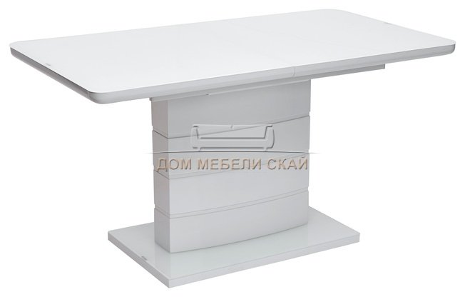 Стол обеденный раздвижной ALTA 140, WHITE/супер белое глянцевое стекло
