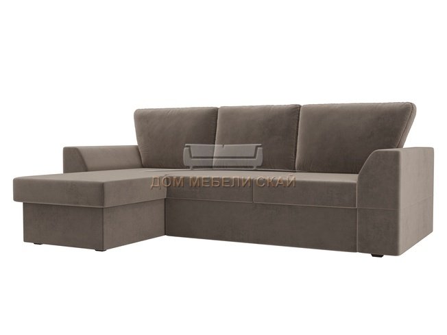 Угловой диван-кровать левый Морган, коричневый/велюр